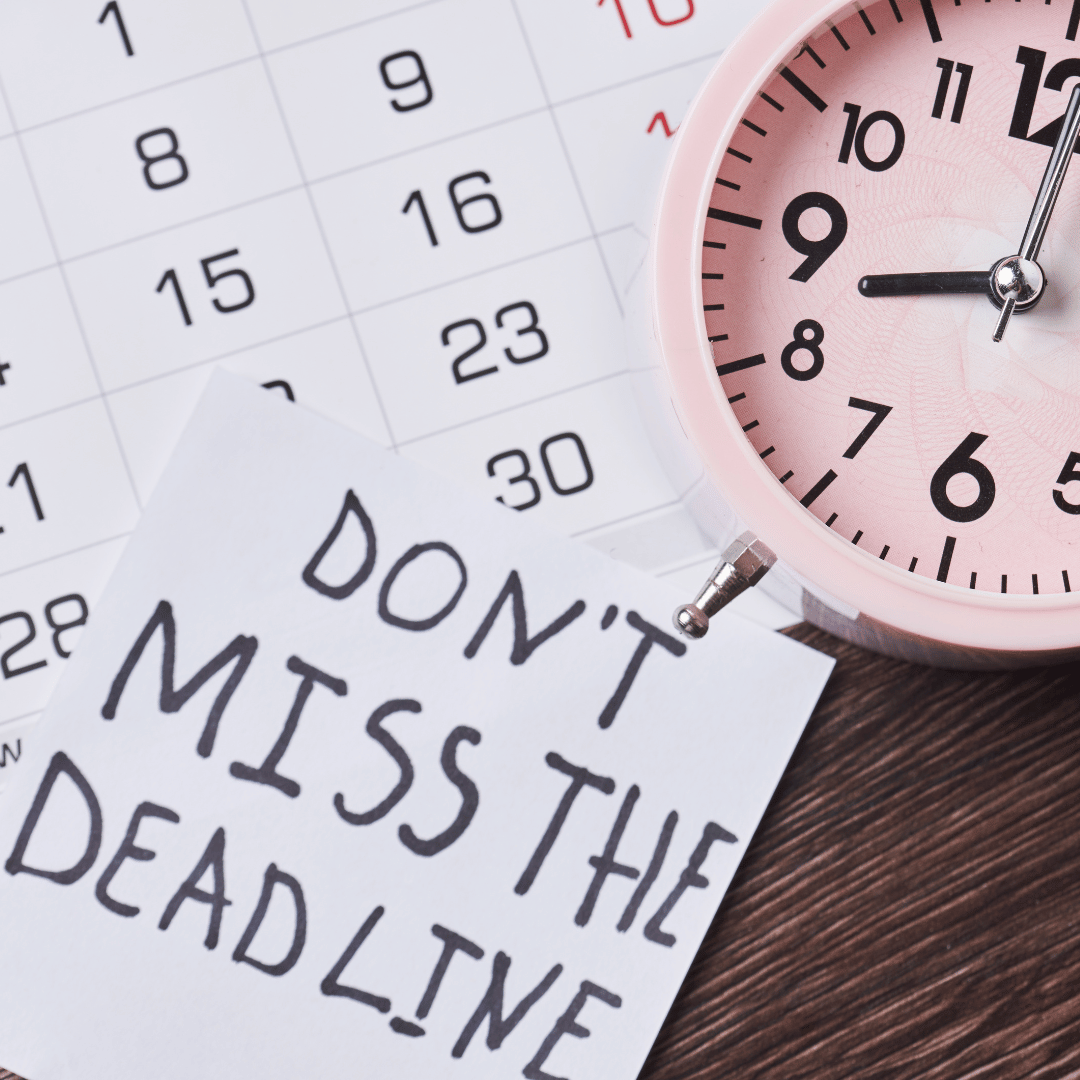 Calendar and clock reminding law firms not to miss deadlines, symbolizing workflow precision and time management by virtual legal assistants