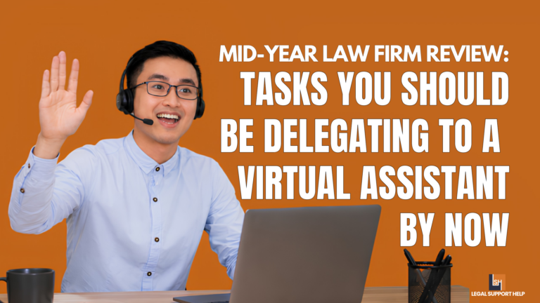 A virtual legal assistant smiling and waving at his desk, representing law firm delegation and remote legal support services